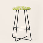 Liquid Swirl Retro Contemporary Abstract Pattern 2 in Light Lime Linden Green and Beige Stool Gallery Image 1