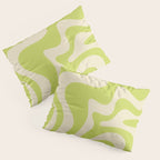 Liquid Swirl Retro Contemporary Abstract Pattern 2 in Light Lime Linden Green and Beige Pillow Sham Gallery Image 3