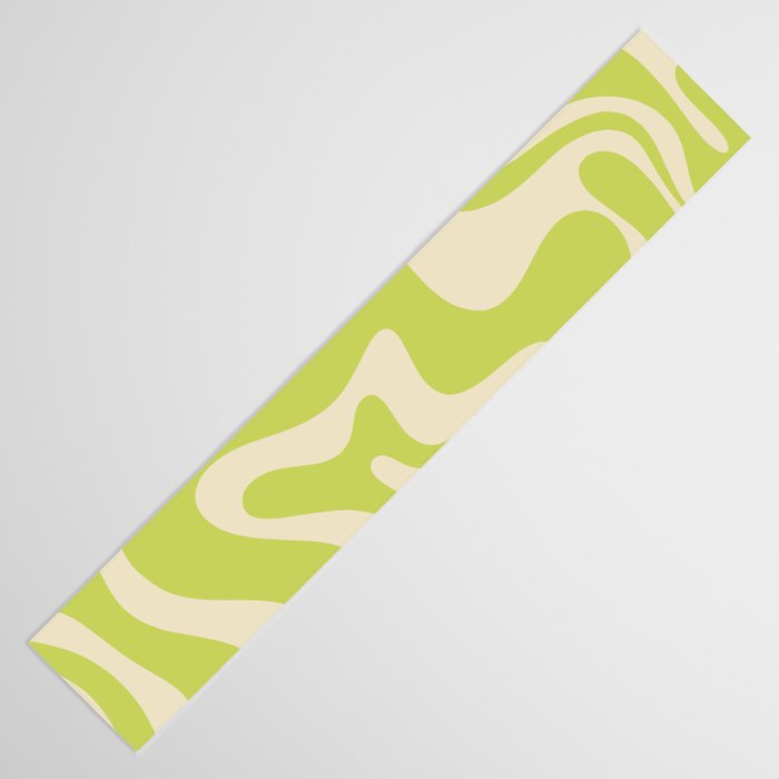 Liquid Swirl Retro Contemporary Abstract Pattern 2 in Light Lime Linden Green and Beige Table Runner Gallery Image 3