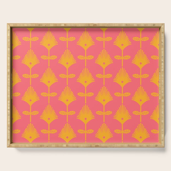Yellow Fan Florals Serving Tray Gallery Image 1