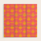 Yellow Fan Florals Wood Wall Art Gallery Image 1
