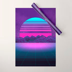 Future Sunset Vaporwave Aesthetic Wrapping Paper Gallery Image 1