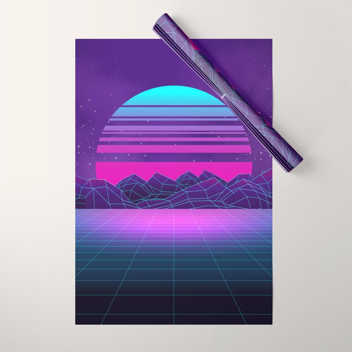 Future Sunset Vaporwave Aesthetic Wrapping Paper Gallery Image 1