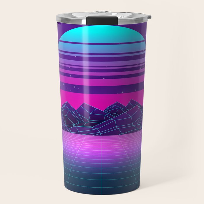 Future Sunset Vaporwave Aesthetic Travel Mug Gallery Image 1