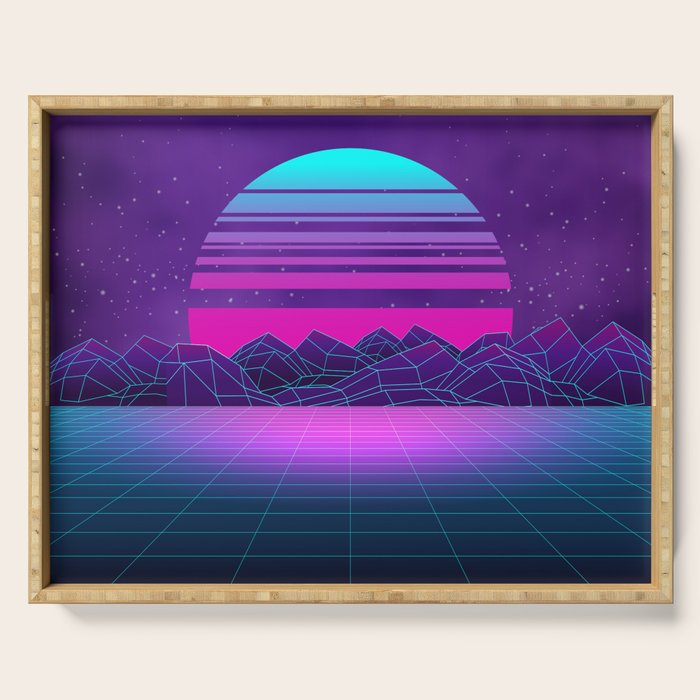 Future Sunset Vaporwave Aesthetic Serving Tray Gallery Image 1