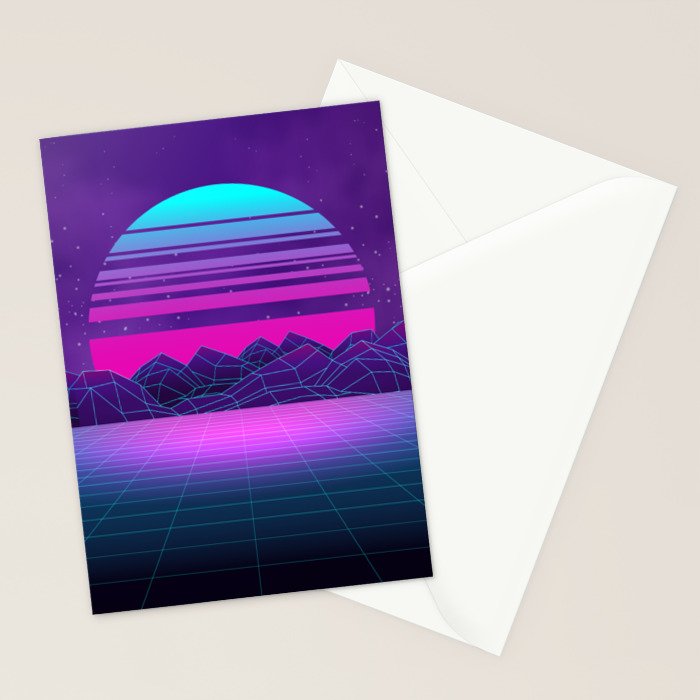 Future Sunset Vaporwave Aesthetic Stationery Card Gallery Image 2