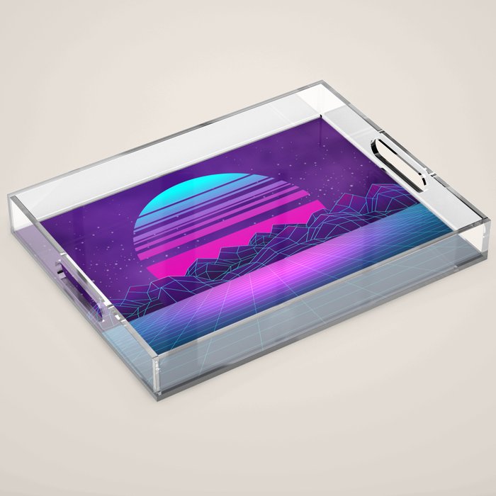 Future Sunset Vaporwave Aesthetic Acrylic Tray Gallery Image 1