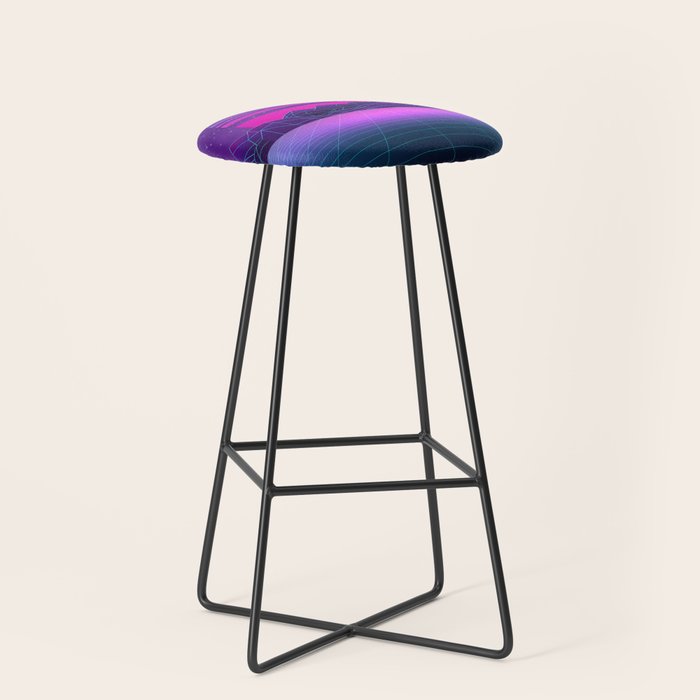 Future Sunset Vaporwave Aesthetic Stool Gallery Image 1