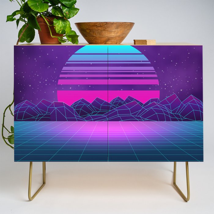 Future Sunset Vaporwave Aesthetic Credenza