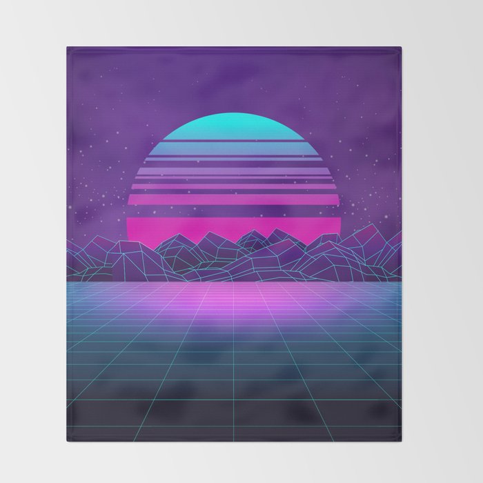 Future Sunset Vaporwave Aesthetic Throw Blanket Gallery Image 2
