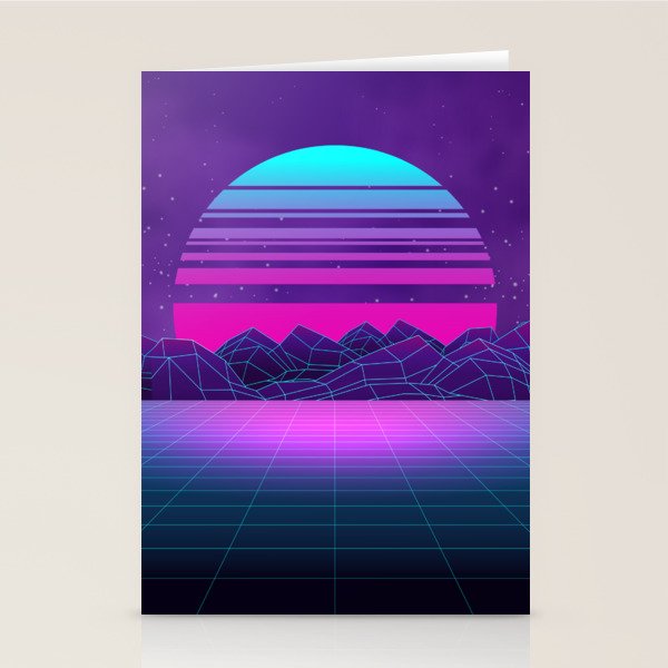 Future Sunset Vaporwave Aesthetic Stationery Card Gallery Image 2