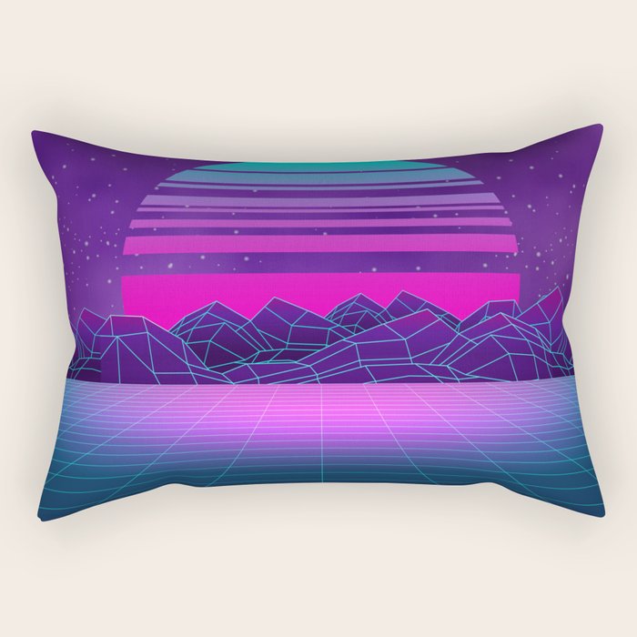 Future Sunset Vaporwave Aesthetic Rectangular Pillow Gallery Image 1