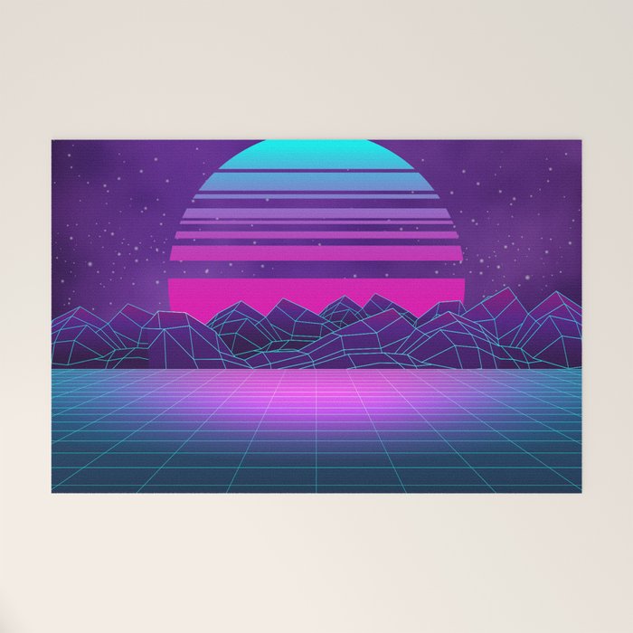 Future Sunset Vaporwave Aesthetic Welcome Mat Gallery Image 1