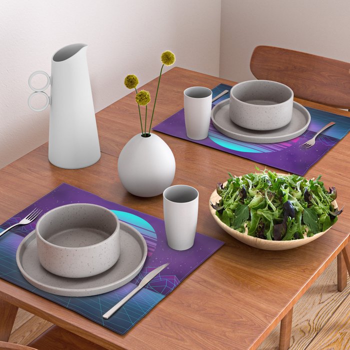 Future Sunset Vaporwave Aesthetic Placemat Gallery Image 2