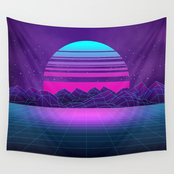 Future Sunset Vaporwave Aesthetic Wall Tapestry Gallery Image 1