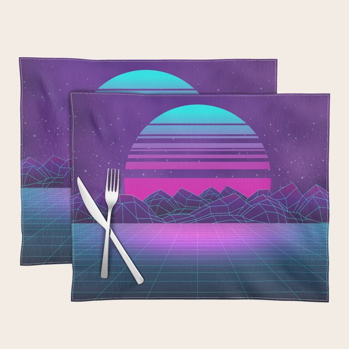 Future Sunset Vaporwave Aesthetic Placemat Gallery Image 1