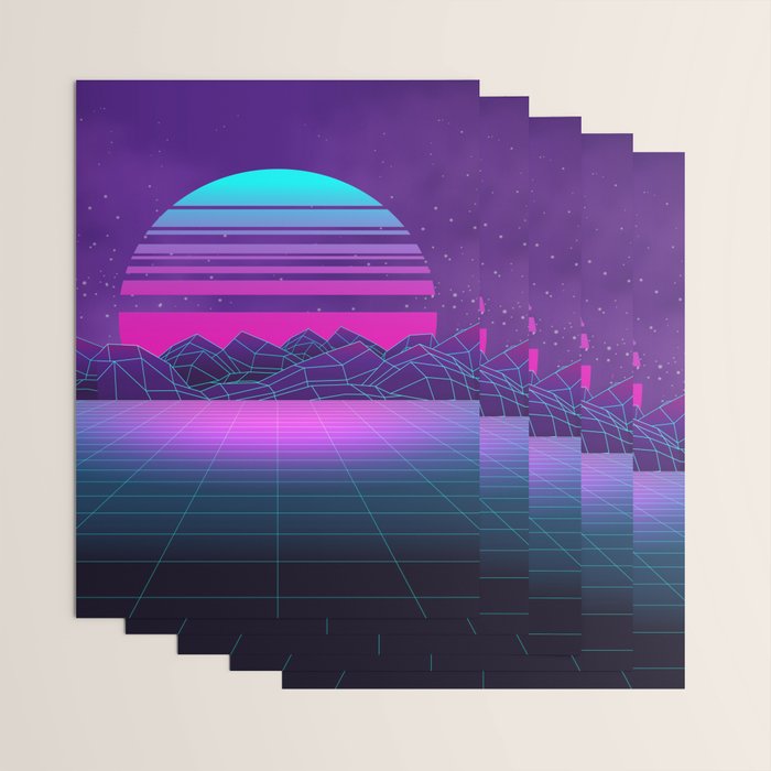 Future Sunset Vaporwave Aesthetic Wrapping Paper Gallery Image 3