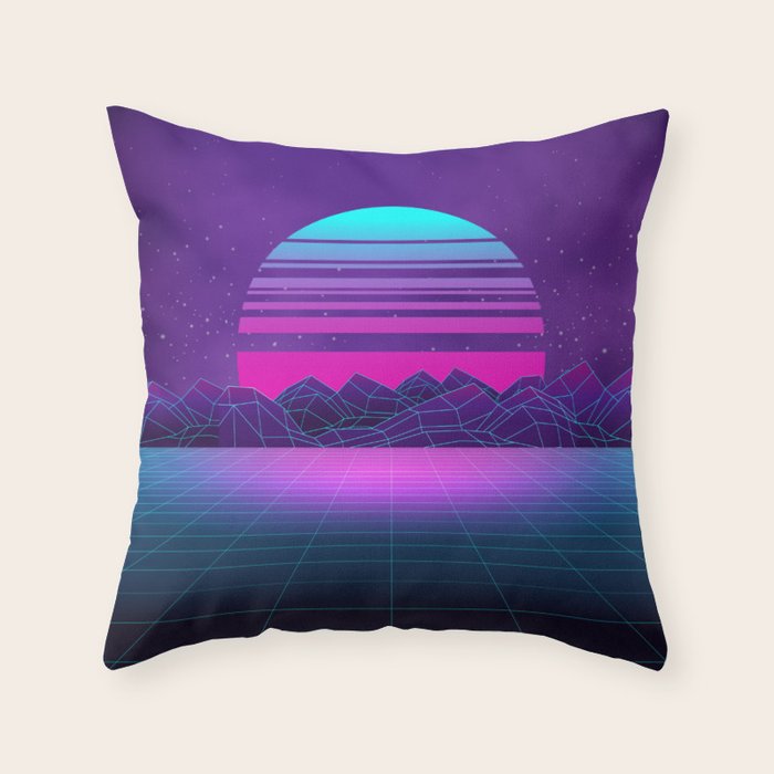 Future Sunset Vaporwave Aesthetic Throw Pillow Gallery Image 6