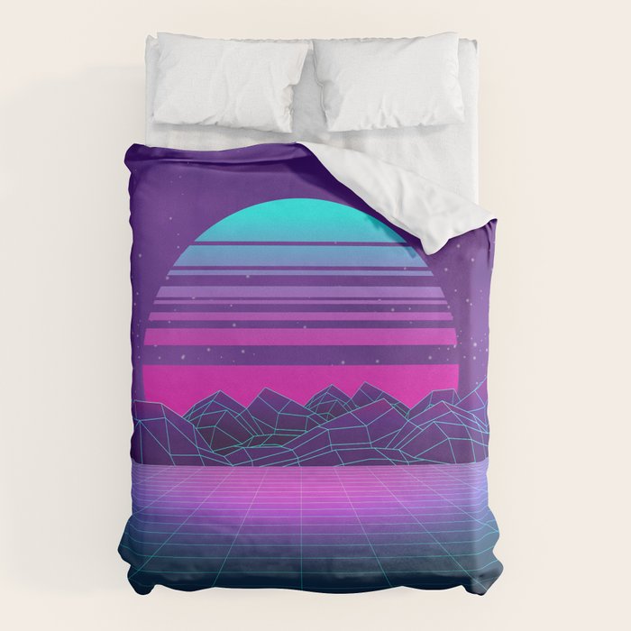 Future Sunset Vaporwave Aesthetic Duvet Cover Gallery Image 1