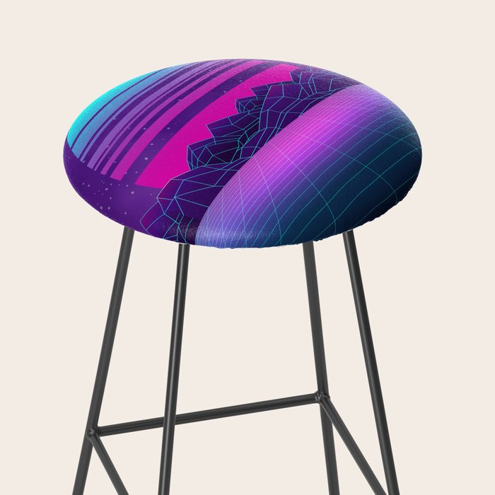 Future Sunset Vaporwave Aesthetic Stool Gallery Image 2
