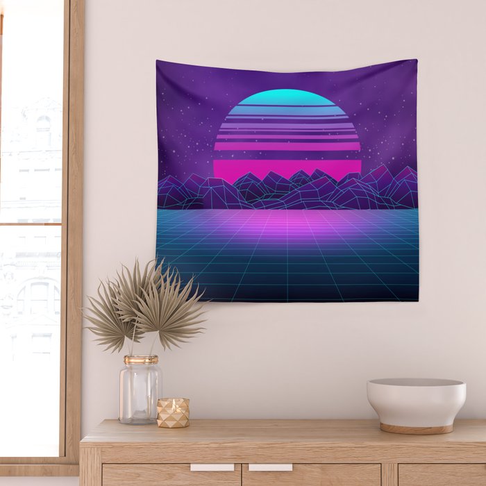 Future Sunset Vaporwave Aesthetic Wall Tapestry Gallery Image 2