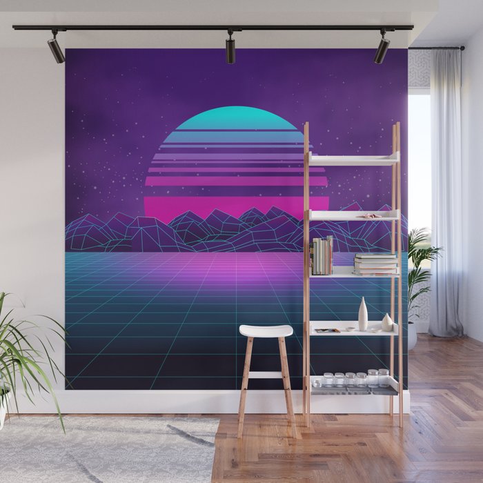 Future Sunset Vaporwave Aesthetic Wall Mural Gallery Image 1