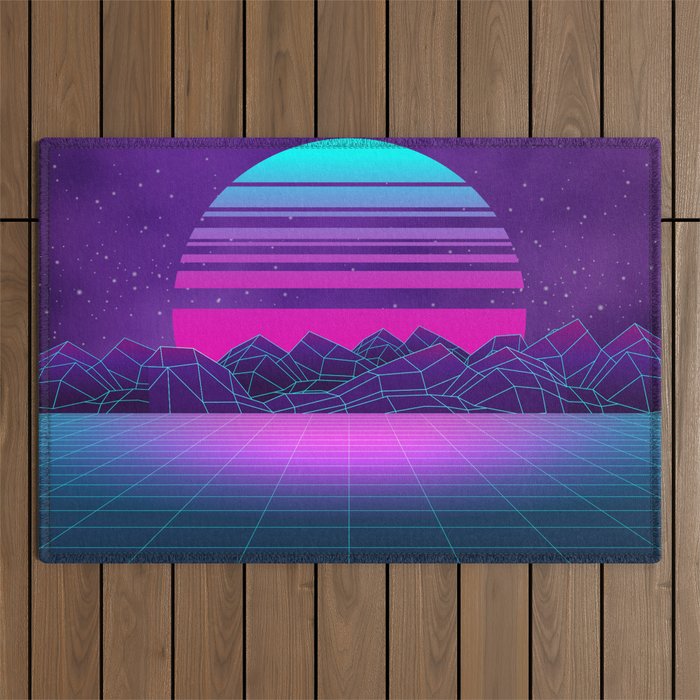 Future Sunset Vaporwave Aesthetic Outdoor Rug Gallery Image 1