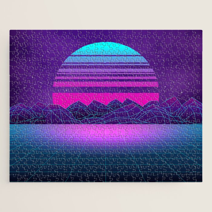 Future Sunset Vaporwave Aesthetic Jigsaw Puzzle Gallery Image 1