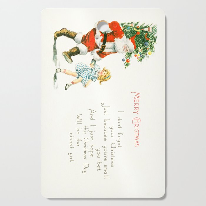 Vintage Christmas Card 1921 Santa Claus Children's Poem Festive Art Cutting Board Gallery Image 1