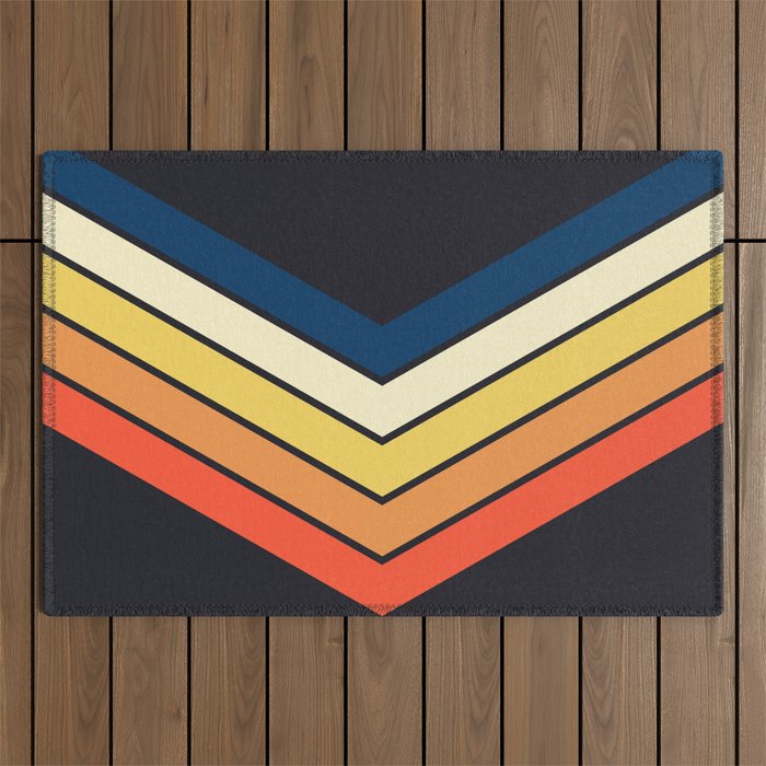 Madana - V Shaped Retro Stripes 70s Style Design Outdoor Rug Gallery Image 1