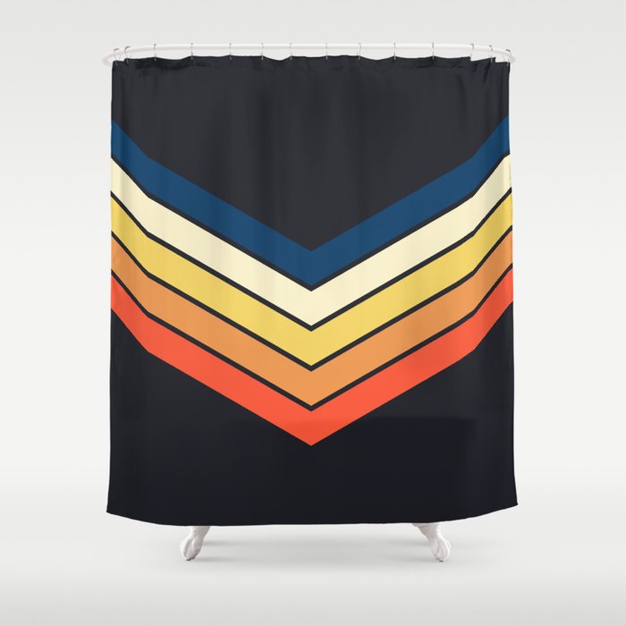Madana - V Shaped Retro Stripes 70s Style Design Shower Curtain Gallery Image 1