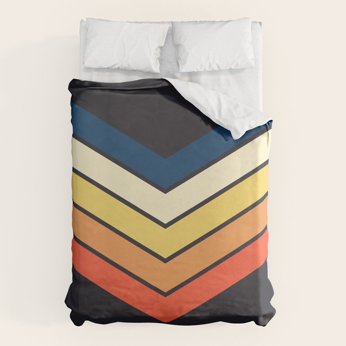 Madana - V Shaped Retro Stripes 70s Style Design Duvet Cover Gallery Image 1
