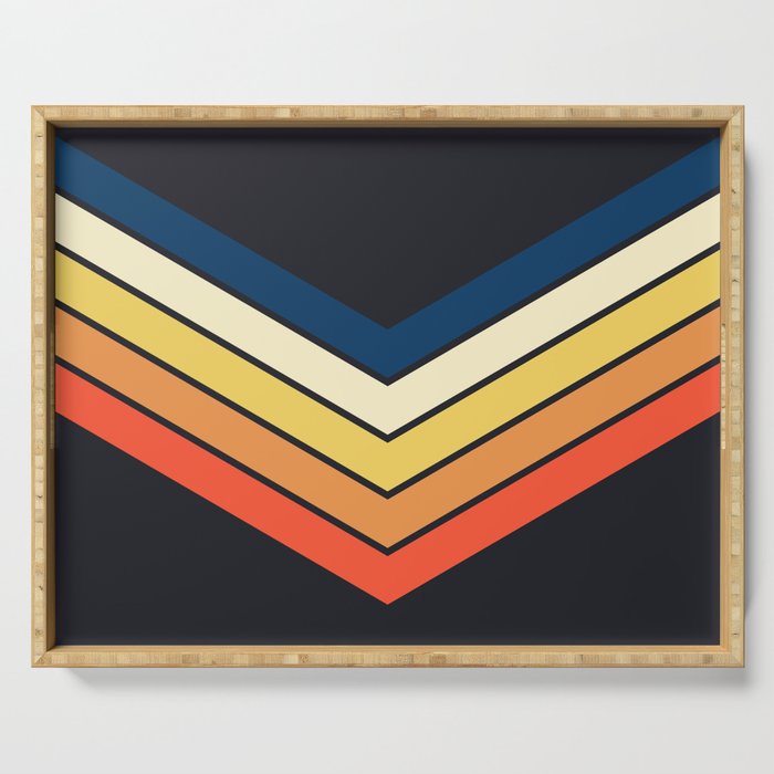 Madana - V Shaped Retro Stripes 70s Style Design Serving Tray Gallery Image 1