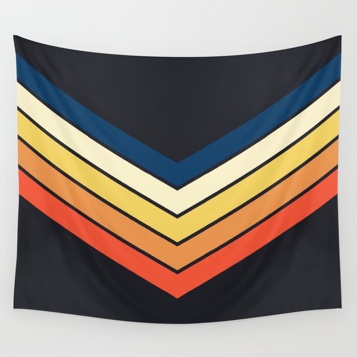 Madana - V Shaped Retro Stripes 70s Style Design Wall Tapestry Gallery Image 1