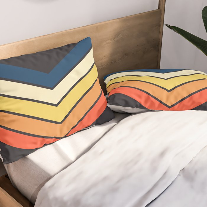 Madana - V Shaped Retro Stripes 70s Style Design Pillow Sham Gallery Image 2