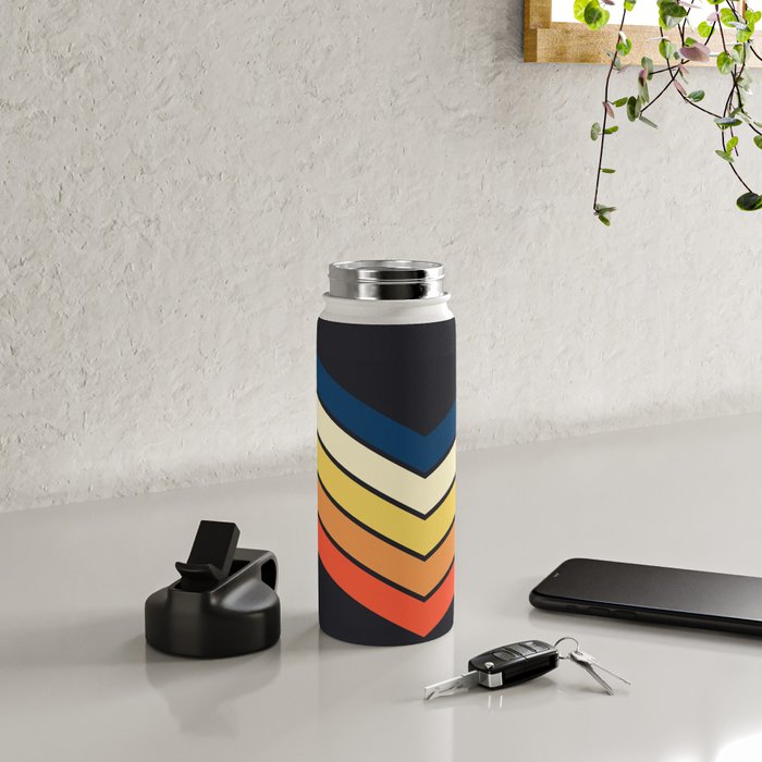 Madana - V Shaped Retro Stripes 70s Style Design Water Bottle Gallery Image 4