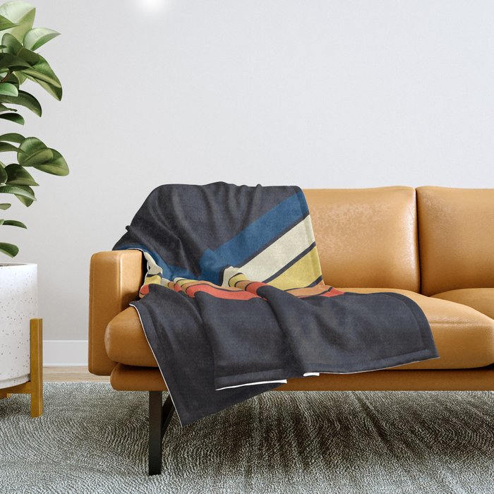 Madana - V Shaped Retro Stripes 70s Style Design Throw Blanket Gallery Image 1