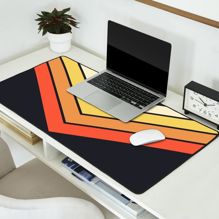Madana - V Shaped Retro Stripes 70s Style Design Desk Mat Gallery Image 2