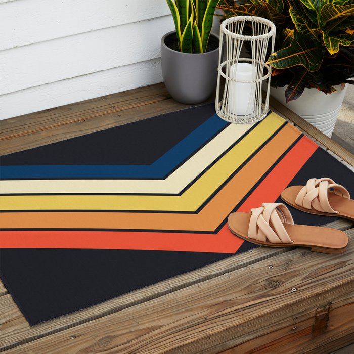 Madana - V Shaped Retro Stripes 70s Style Design Outdoor Rug Gallery Image 2