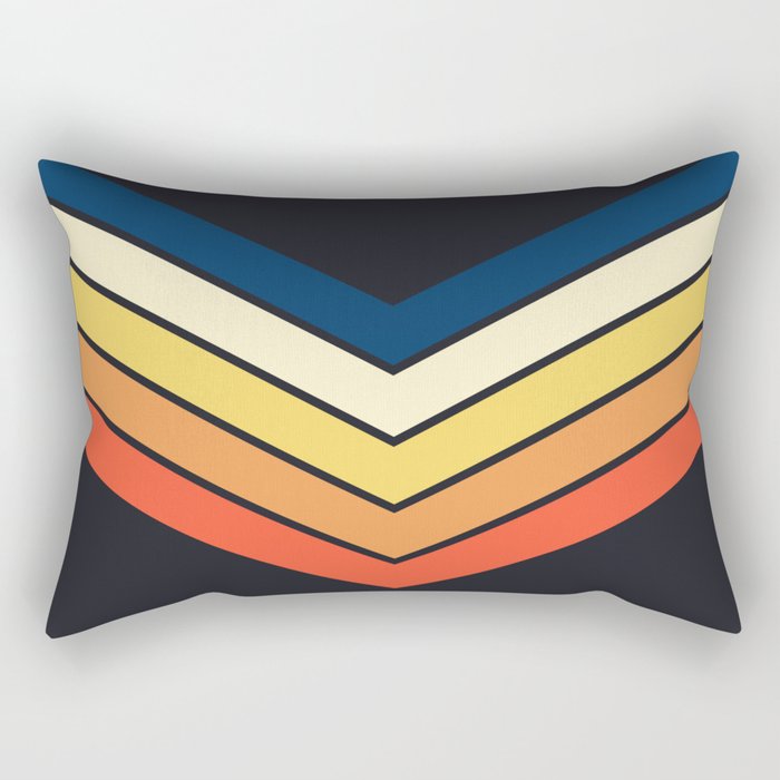 Madana - V Shaped Retro Stripes 70s Style Design Rectangular Pillow Gallery Image 2