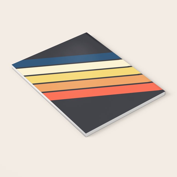 Madana - V Shaped Retro Stripes 70s Style Design Notebook Gallery Image 3