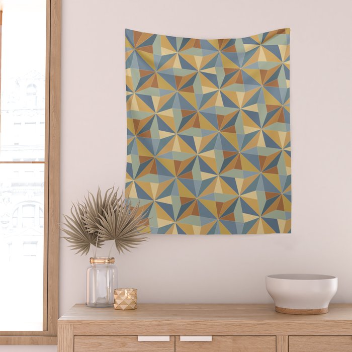 Kaleidoscope Tile Pattern III Warm Earthy Summer Wall Tapestry Gallery Image 2