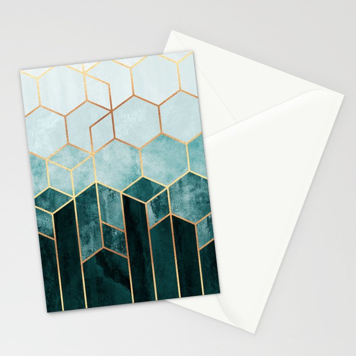 Teal Hexagons Stationery Card Gallery Image 2