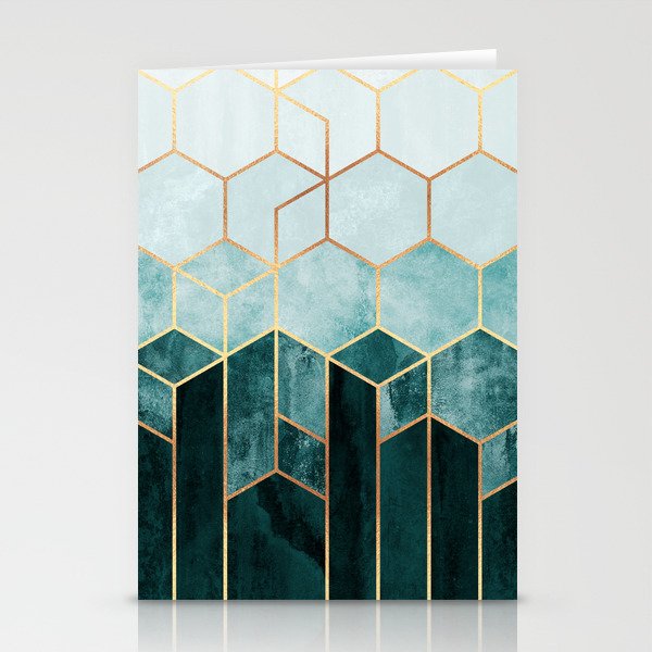 Teal Hexagons Stationery Card Gallery Image 1