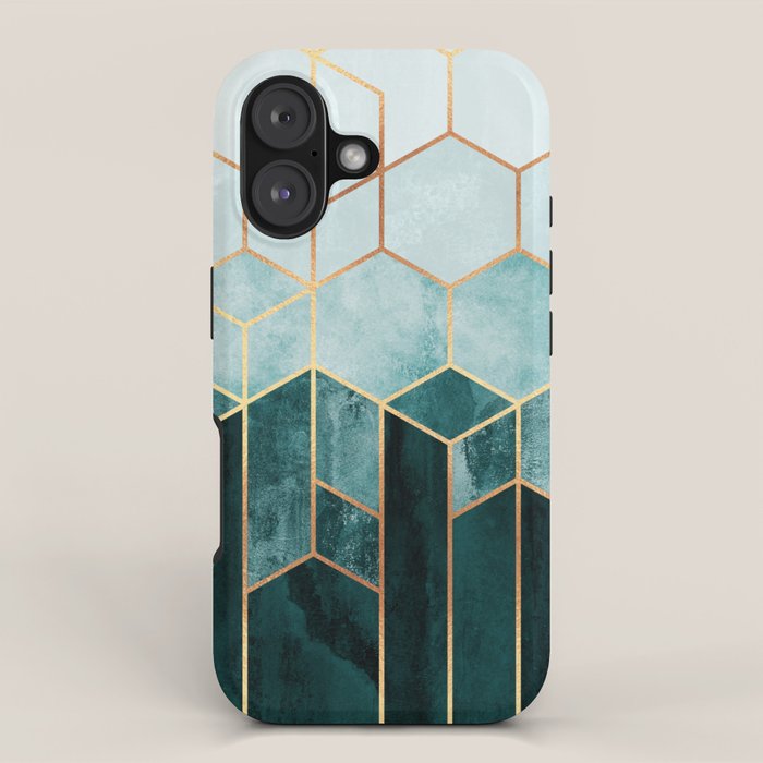 Teal Hexagons iPhone Case Gallery Image 1