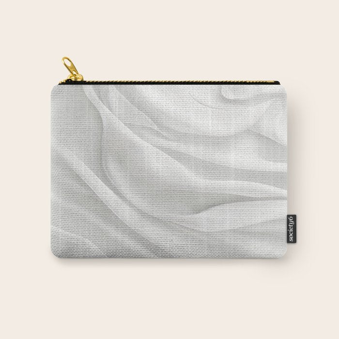 White Satin Silky Surface All White Carry All Pouch Gallery Image 1