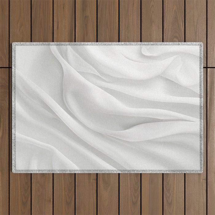White Satin Silky Surface All White Outdoor Rug Gallery Image 1