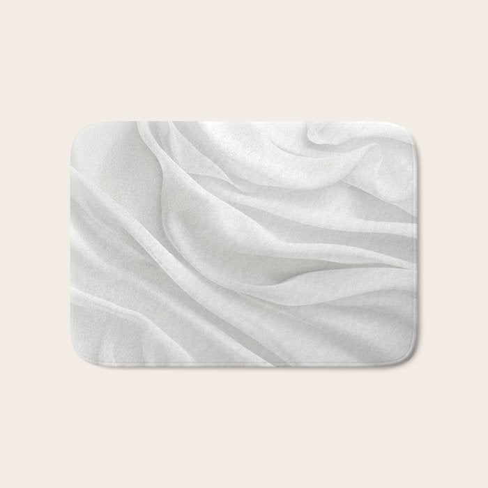 White Satin Silky Surface All White Bath Mat Gallery Image 1