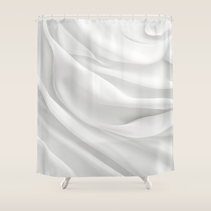 White Satin Silky Surface All White Shower Curtain Gallery Image 1