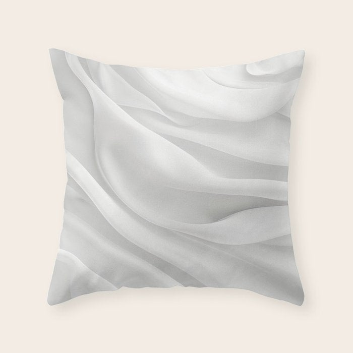 White Satin Silky Surface All White Throw Pillow Gallery Image 6